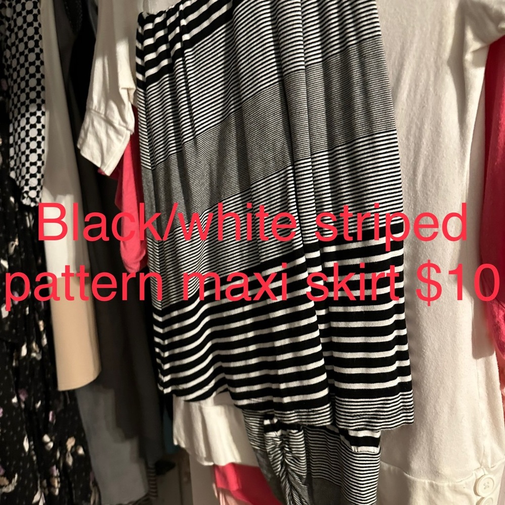 Black/white striped maxi skirt
